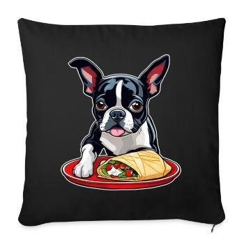 Boston Terrier with Taco - Sofa pillowcase 17,3'' x 17,3'' (45 x 45 cm) - black - Front