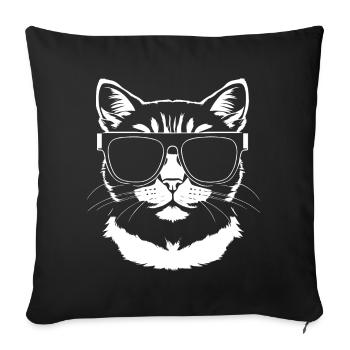 Funny Cat with Sunglasses Kitten Sunglas Cats - Sofa pillowcase 17,3'' x 17,3'' (45 x 45 cm) - black - Front