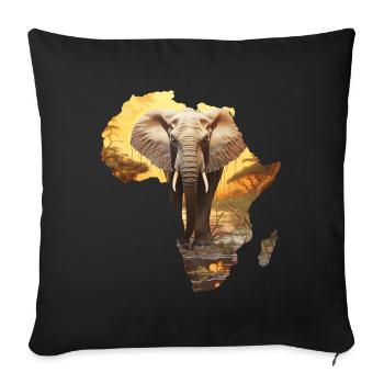 Africa Map Continent Outline Elephant Sun - Sofa pillowcase 17,3'' x 17,3'' (45 x 45 cm) - black - Front