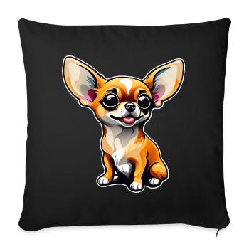 Cute Little Chihuahua Dog in Comic Style I - Sofa pillowcase 17,3'' x 17,3'' (45 x 45 cm) - black - Front