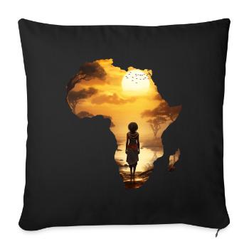 Africa Map Continent Outline Sunset - Sofa pillowcase 17,3'' x 17,3'' (45 x 45 cm) - black - Front