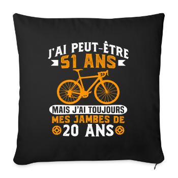 Anniversaire 51 ans pour un cycliste cadeau vélo - Housse de coussin décorative 45 x 45 cm - noir - Devant