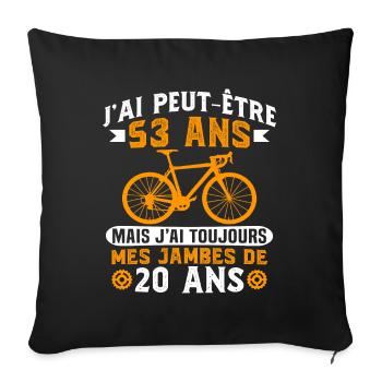 Anniversaire 53 ans pour un cycliste cadeau vélo - Housse de coussin décorative 45 x 45 cm - noir - Devant