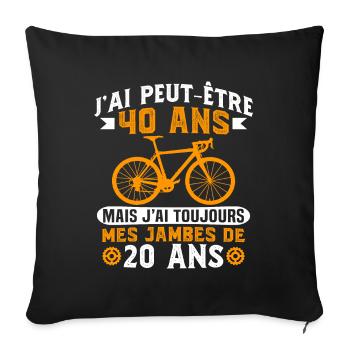 Anniversaire 40 ans pour un cycliste cadeau vélo - Housse de coussin décorative 45 x 45 cm - noir - Devant