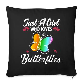 Only one girl loves butterflies spring - Sofa pillowcase 17,3'' x 17,3'' (45 x 45 cm) - black - Front