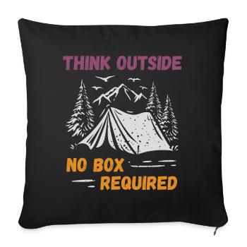 Camping, Randonnée, Forêt - Pensez à l’extérieur - Housse de coussin décorative 45 x 45 cm - noir - Devant