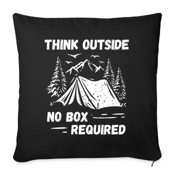 Camping, Randonnée, Forêt - Pensez à l’extérieur - Housse de coussin décorative 45 x 45 cm - noir - Devant