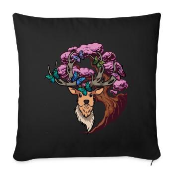Moose Deer Fantasy Butterflies Deer Head - Sofa pillowcase 17,3'' x 17,3'' (45 x 45 cm) - black - Front