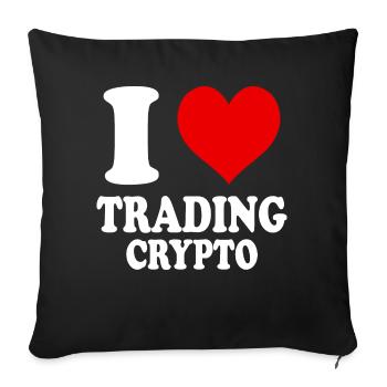 I Love Trading Crypto Heart Funny Witty - Sofa pillowcase 17,3'' x 17,3'' (45 x 45 cm) - black - Front