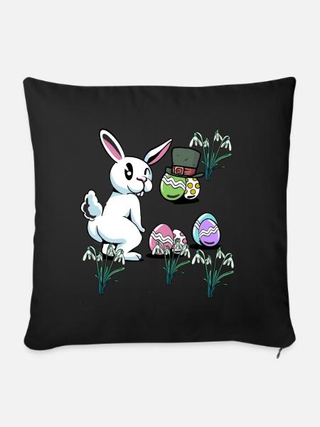 Schlappohr Kind Ostern Eier Hut Nager Kaninchen - Sofakissenbezug 45 x 45 cm - Schwarz