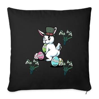 Oeufs de Pâques Fête de Pâques Lapin de Pâques enfant - Housse de coussin décorative 45 x 45 cm - noir - Devant