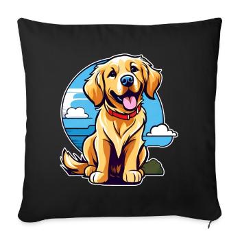 Cute Golden Retriever Dog - Sofa pillowcase 17,3'' x 17,3'' (45 x 45 cm) - black - Front