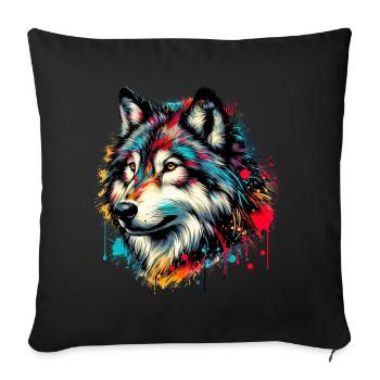 Loup - Housse de coussin décorative 45 x 45 cm - noir - Devant