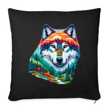 Loup - Housse de coussin décorative 45 x 45 cm - noir - Devant