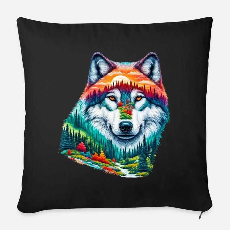 Wolf - Sofakissenbezug 45 x 45 cm - Schwarz