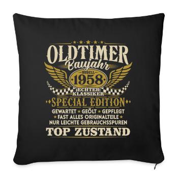 Oldtimer Baujahr 1958 Jahrgang Geburtstag Geschenk - Sofakissenbezug 45 x 45 cm - Schwarz - Vorne