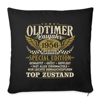 Oldtimer Baujahr 1956 Jahrgang Geburtstag Geschenk - Sofakissenbezug 45 x 45 cm - Schwarz - Vorne