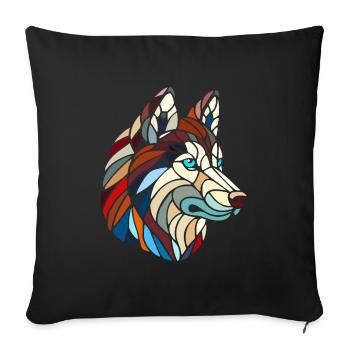 Husky dog head polygonal geometric art - Sofa pillowcase 17,3'' x 17,3'' (45 x 45 cm) - black - Front