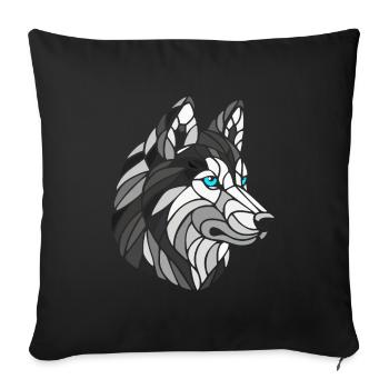 Black and White Husky with Blue Eyes, Geometric - Sofa pillowcase 17,3'' x 17,3'' (45 x 45 cm) - black - Front