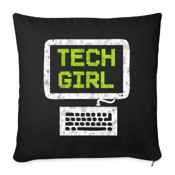 Tech Girl Computertechniker - Sofakissenbezug 45 x 45 cm - Schwarz - Vorne