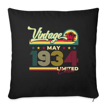 Millésime 1934 Millésime 1934 Anniversaire 1934 - Housse de coussin décorative 45 x 45 cm - noir - Devant