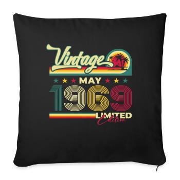 Millésime Mai 1969 Cru 1969 Anniversaire 1969 - Housse de coussin décorative 45 x 45 cm - noir - Devant