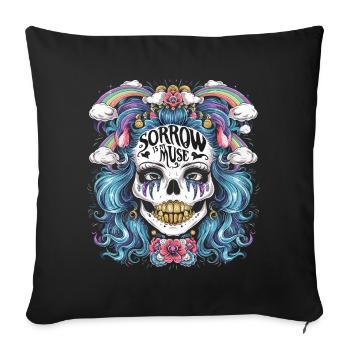 Colorful skeleton with sarcastic saying - Sofa pillowcase 17,3'' x 17,3'' (45 x 45 cm) - black - Front