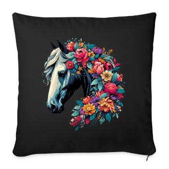 Cheval - Housse de coussin décorative 45 x 45 cm - noir - Devant