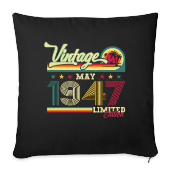 Original Juin 1947 Millésime 1947 Anniversaire 1947 - Housse de coussin décorative 45 x 45 cm - noir - Devant