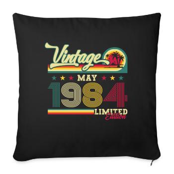 Original juin 1984 Né en 1984 40e anniversaire 84 - Housse de coussin décorative 45 x 45 cm - noir - Devant