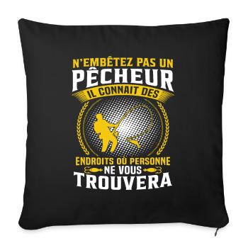 pêche cadeau pêcheur - Housse de coussin décorative 45 x 45 cm - noir - Devant