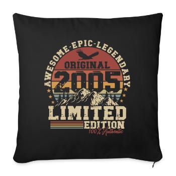 2005 geboren Vintage Retro Geburtstag Geschenk - Sofakissenbezug 45 x 45 cm - Schwarz - Vorne