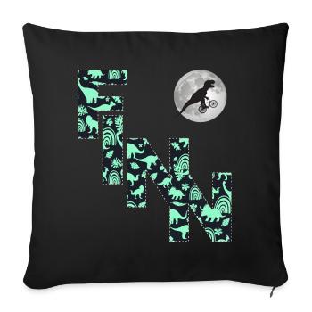 FINN - Schöner Jungen Name mit Dinosaurier - Sofakissenbezug 45 x 45 cm - Schwarz - Vorne