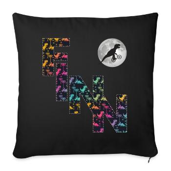 FINN - Schöner Jungen Name mit Dinosaurier - Sofakissenbezug 45 x 45 cm - Schwarz - Vorne