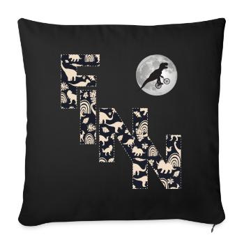 FINN - Schöner Jungen Name mit Dinosaurier - Sofakissenbezug 45 x 45 cm - Schwarz - Vorne