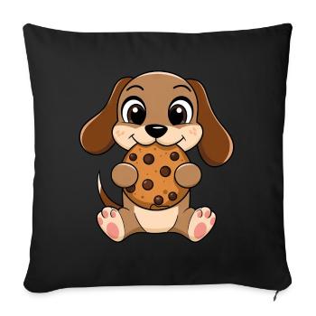 Cute Dachshund Cookie Cookie Cartoon Nibble Candy - Sofa pillowcase 17,3'' x 17,3'' (45 x 45 cm) - black - Front