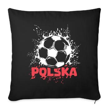 Polska football explosion Pologne ballon fan symbole - Housse de coussin décorative 45 x 45 cm - noir - Devant