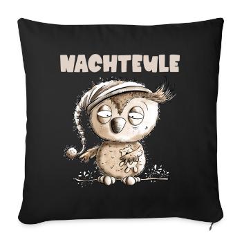 Drollige Nachteule Eule - Sofakissenbezug 45 x 45 cm - Schwarz - Vorne