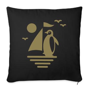 Pingouin Voilier Silhouette Minimaliste - Housse de coussin décorative 45 x 45 cm - noir - Devant