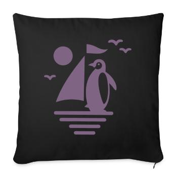 Pingouin Voilier Silhouette Minimaliste - Housse de coussin décorative 45 x 45 cm - noir - Devant