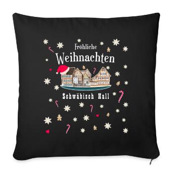 Schwäbisch Hall Christmas, Drawing Germany - Sofa pillowcase 17,3'' x 17,3'' (45 x 45 cm) - black - Front