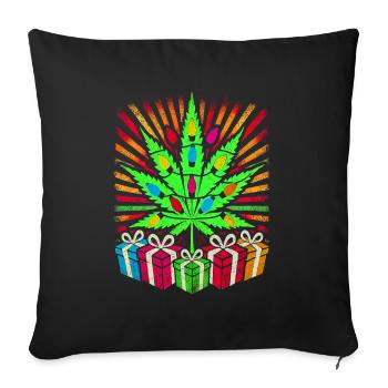 Festive Cannabis Light Display - Sofa pillowcase 17,3'' x 17,3'' (45 x 45 cm) - black - Front