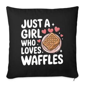 Waffeln Frühstück Süßigkeiten - Sofakissenbezug 45 x 45 cm - Schwarz - Vorne