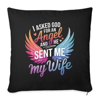 Femme Épouse Partenaire Famille Marié - Housse de coussin décorative 45 x 45 cm - noir - Devant