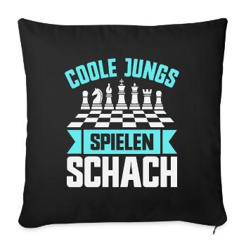 Schach Jungs Schachspieler Jungen - Sofakissenbezug 45 x 45 cm - Schwarz - Vorne