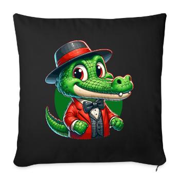 Crocodile Russe en Russe Crocodiles Russes - Housse de coussin décorative 45 x 45 cm - noir - Devant