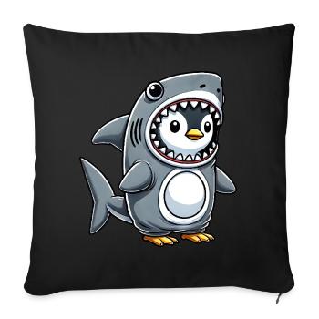Mignon pingouin requin drôle dessin animé costume - Housse de coussin décorative 45 x 45 cm - noir - Devant
