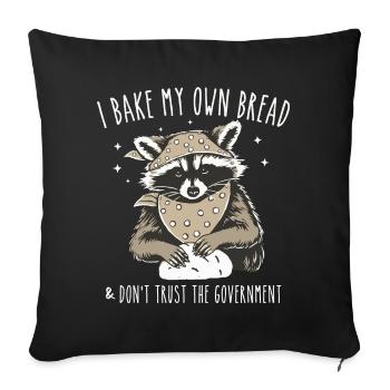 Funny Raccoon - I Bake My Own Bread - Housse de coussin décorative 45 x 45 cm - noir - Devant