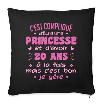 Woman Princess Birthday 20 Years - Sofa pillowcase 17,3'' x 17,3'' (45 x 45 cm) - black - Front