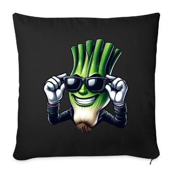 Cool Spring Onion Cartoon Comic Style - Sofa pillowcase 17,3'' x 17,3'' (45 x 45 cm) - black - Front